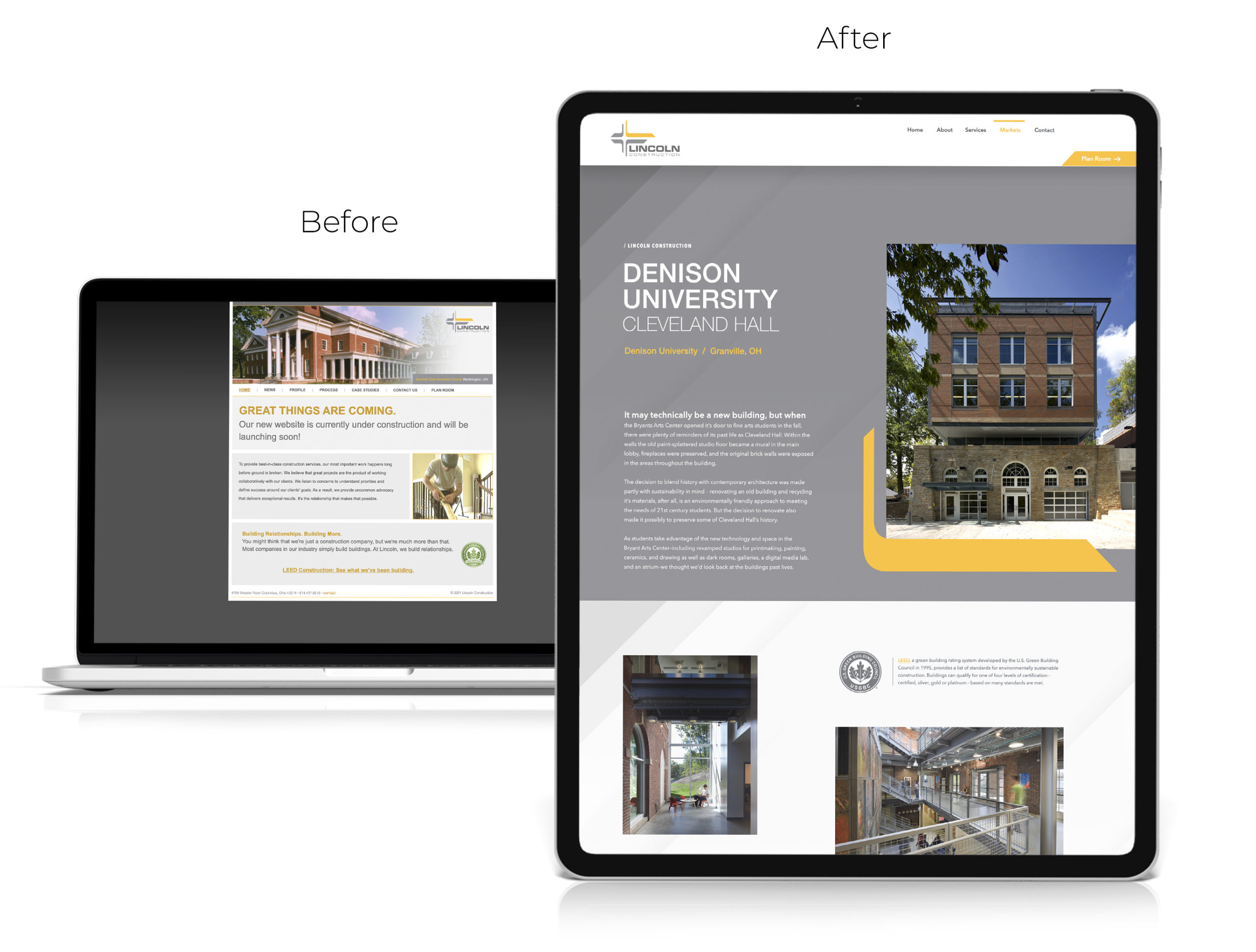 Website Design Before/After Lincoln Construction